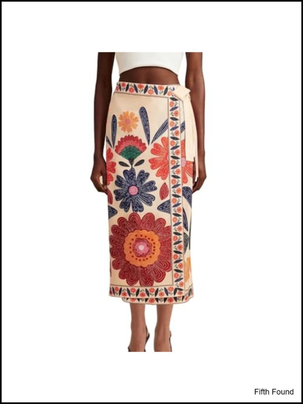 Womens Floral Wrap Midi Skirt Adjustable Tie Side Casual Summer